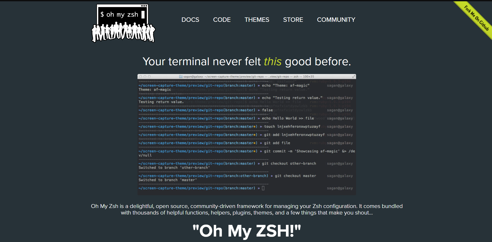 Oh My Zsh landing page