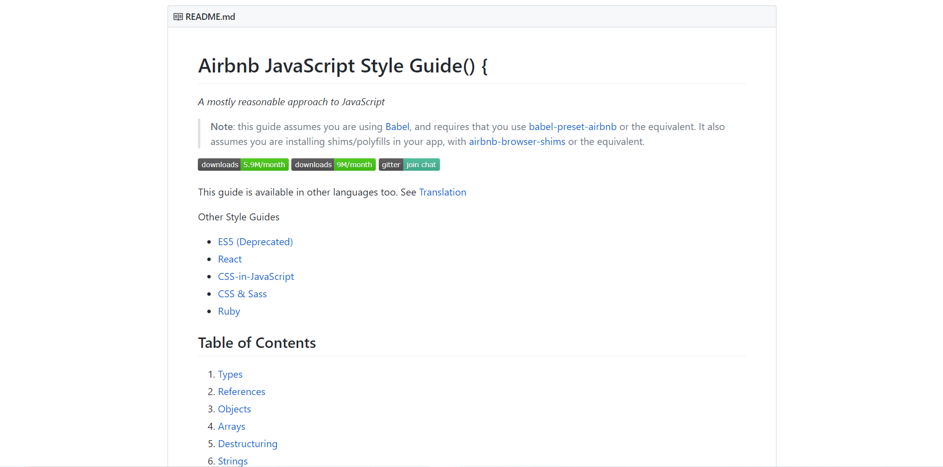 Airbnb JS style guide README