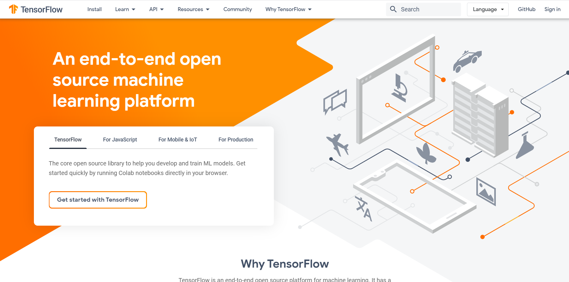 Tensorflow landing page