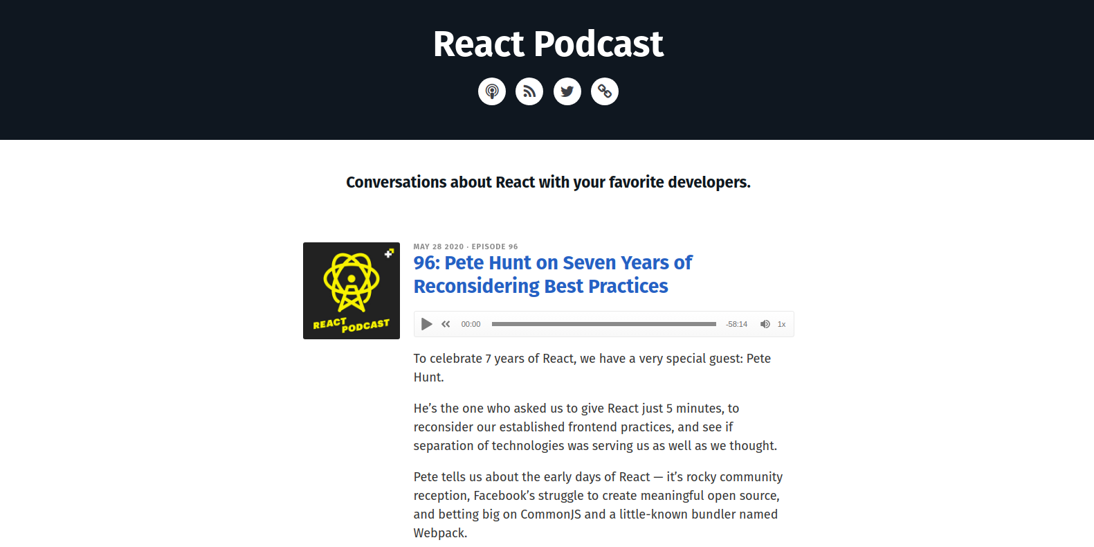 React Podcast landing page