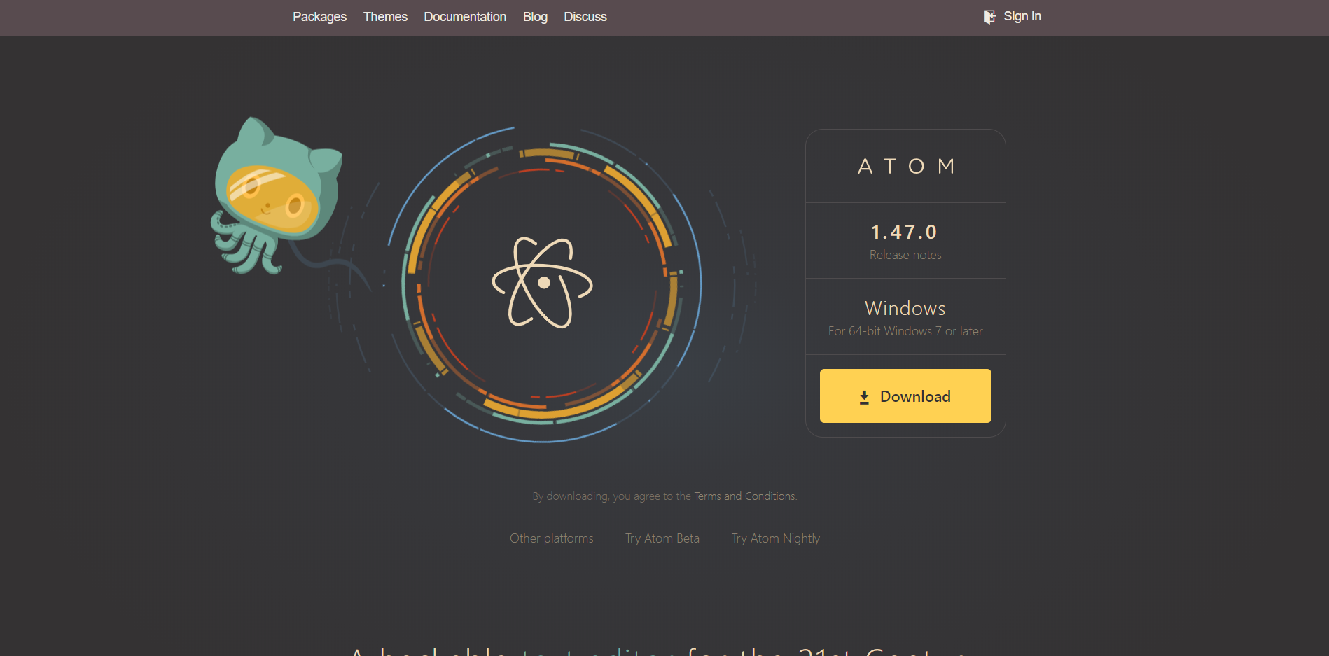 Atom landing page