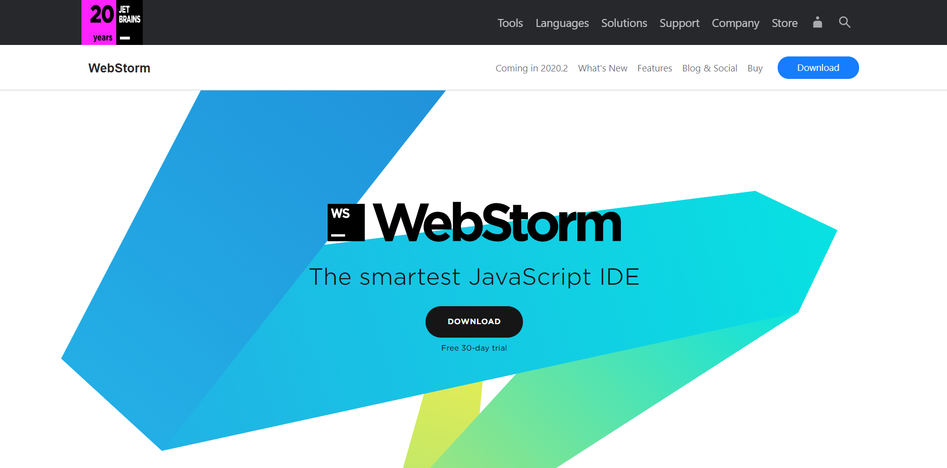 WebStorm landing page