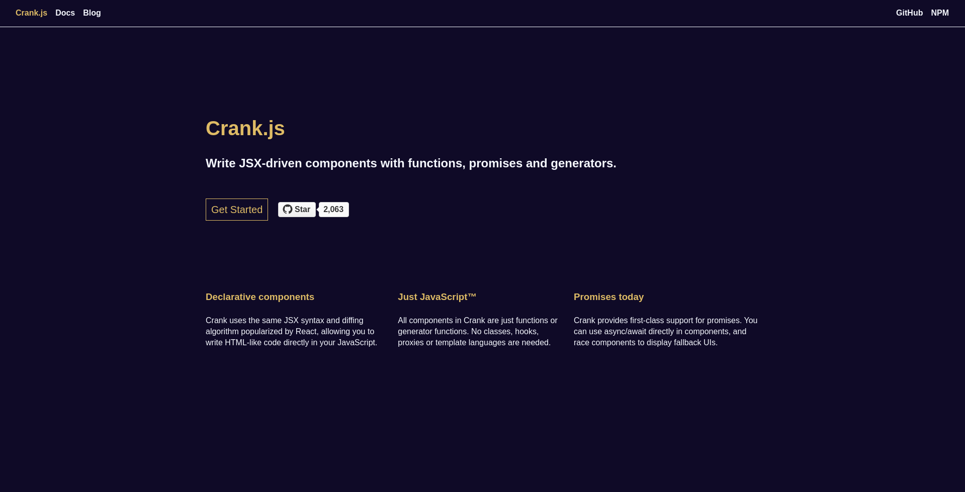 Crank landing page