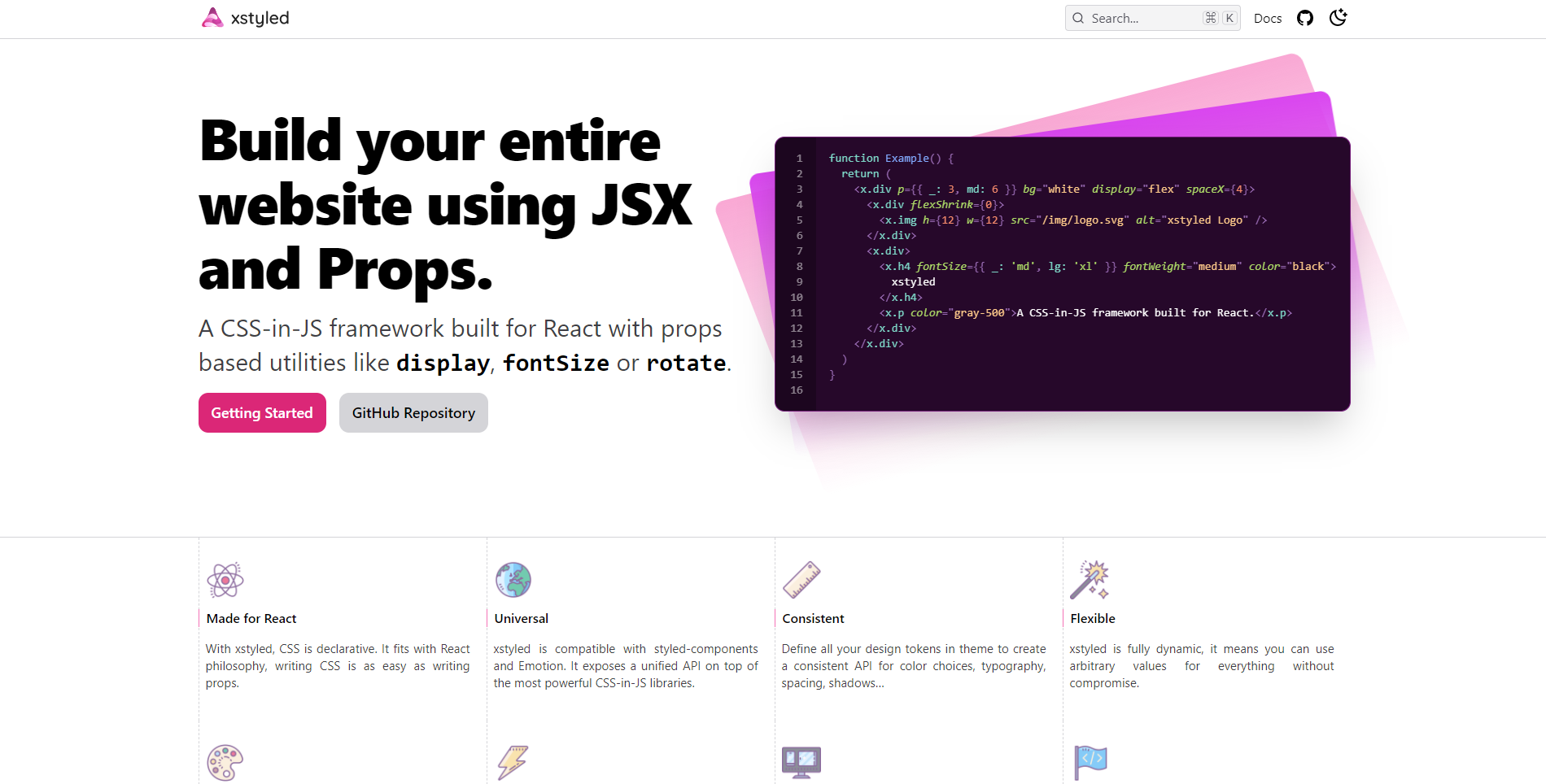 XStyled landing page
